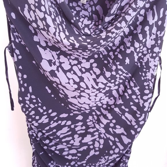 2/$20 Drape Neck Sheath Dress Black Purple 8 Petite, Abstract Print - Picture 4 of 16